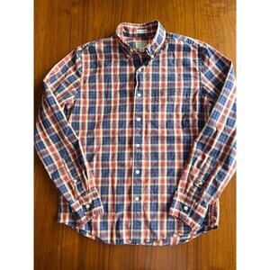 J.Crew Secret Wash Slim-Untucked Stretch Og Cotton Plaid Shirt - Size S